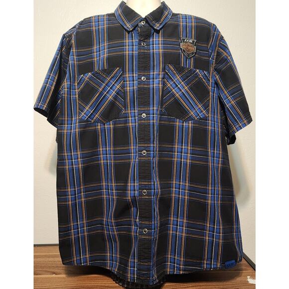 Harley Davidson 115th Anniversary Button-down Short Sleeve Shirt Plaid Size 3XL - Picture 1 of 8
